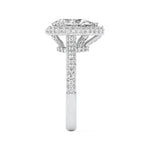 3Cttw Pear Shaped Lab Grown Diamond (F/VS) Halo Accented Engagement Ring in 14K Gold