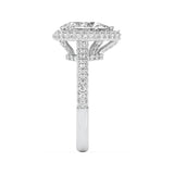3Cttw Pear Shaped Lab Grown Diamond (F/VS) Halo Accented Engagement Ring in 14K Gold