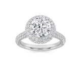 3Cttw Round Shaped Lab Grown Diamond (F/VS) Halo Accented Engagement Ring in 14K Gold