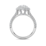 3Cttw Round Shaped Lab Grown Diamond (F/VS) Halo Accented Engagement Ring in 14K Gold