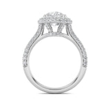3Cttw Round Shaped Lab Grown Diamond (F/VS) Halo Accented Engagement Ring in 14K Gold