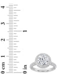 3Cttw Round Shaped Lab Grown Diamond (F/VS) Halo Accented Engagement Ring in 14K Gold
