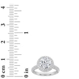 3Cttw Round Shaped Lab Grown Diamond (F/VS) Halo Accented Engagement Ring in 14K Gold
