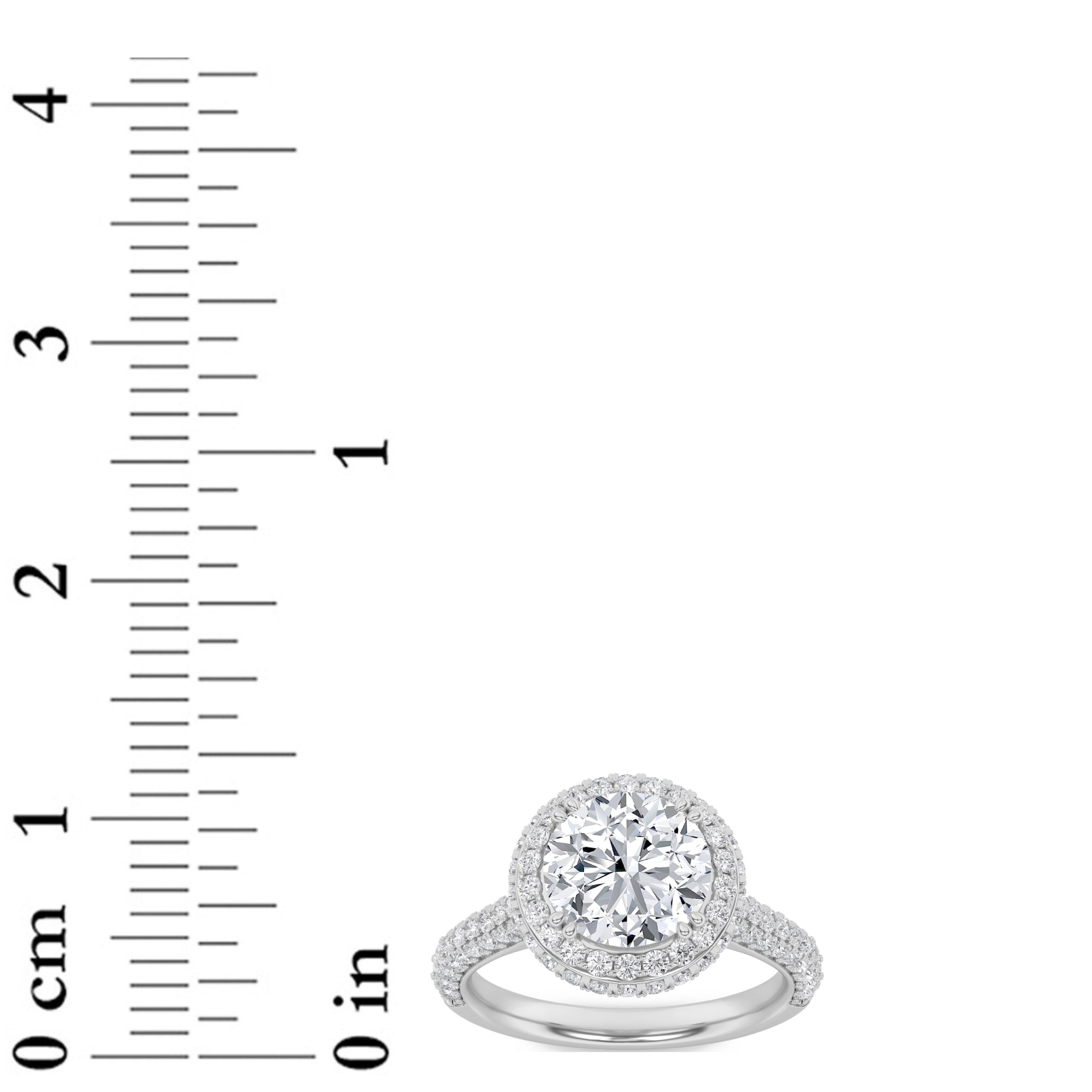 3Cttw Round Shaped Lab Grown Diamond (F/VS) Halo Accented Engagement Ring in 14K Gold