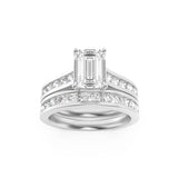 2Cttw Emerald Shaped Lab Grown Diamond (F/VS) Channel Set Bridal Engagement Ring in 14K Gold