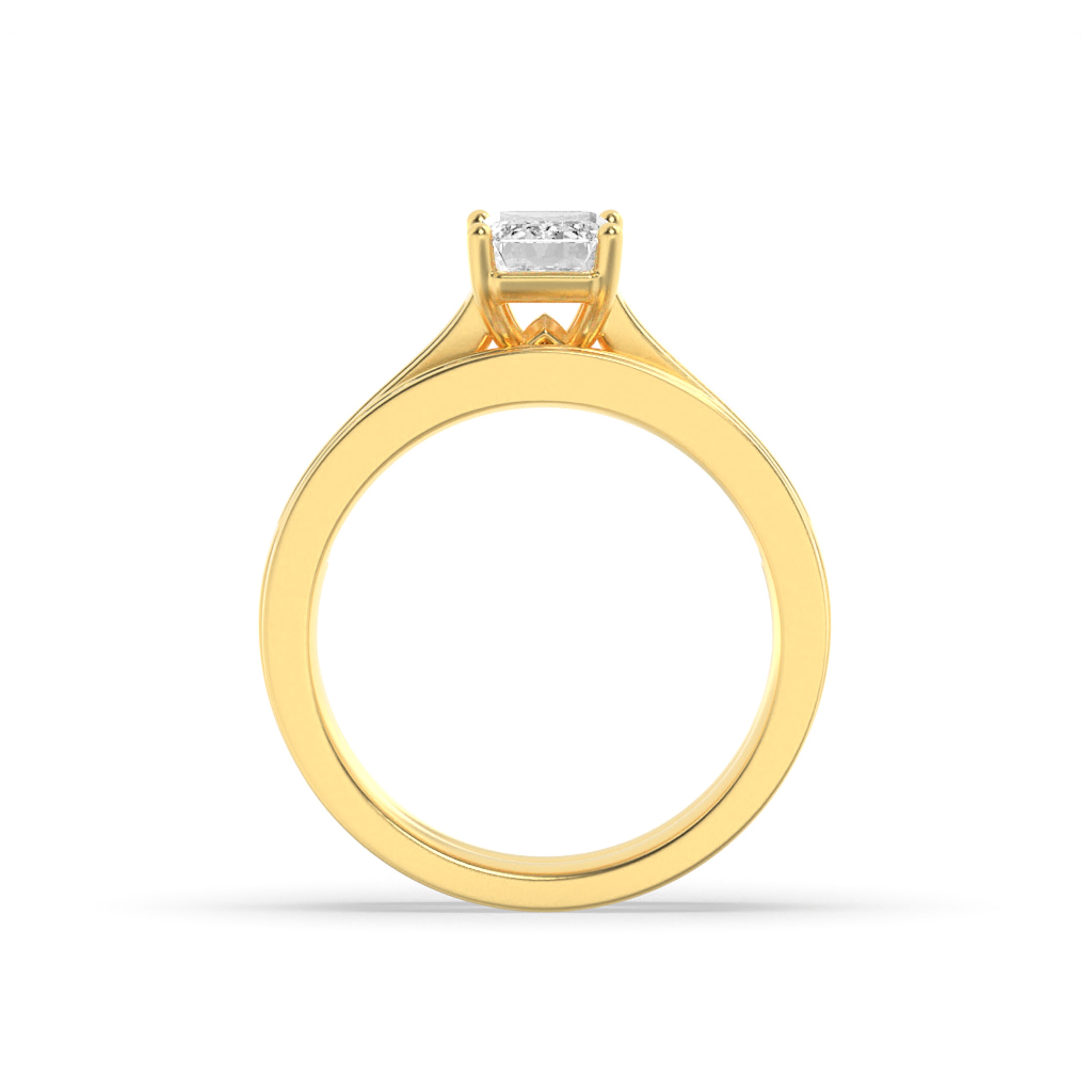 2Cttw Emerald Shaped Lab Grown Diamond (F/VS) Channel Set Bridal Engagement Ring in 14K Gold