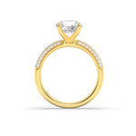 1.5Cttw Round Shaped Lab Grown Diamond (F/VS) Three Row Micro Pave Engagement Ring in 14K Gold