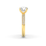1.5Cttw Round Shaped Lab Grown Diamond (F/VS) Three Row Micro Pave Engagement Ring in 14K Gold