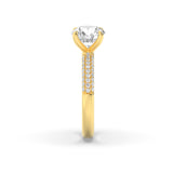 1.5Cttw Round Shaped Lab Grown Diamond (F/VS) Three Row Micro Pave Engagement Ring in 14K Gold