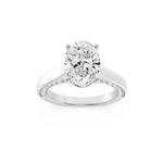 2Cttw Oval Shaped Lab Grown Diamond (F/VS) Accented Bridge Shank Engagement Ring in 14K Gold