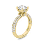 2Cttw Round Shaped Lab Grown Diamond (F/VS) Three Row Micro Pave Engagement Ring in 14K Gold