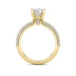 2Cttw Round Shaped Lab Grown Diamond (F/VS) Three Row Micro Pave Engagement Ring in 14K Gold