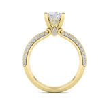 2Cttw Round Shaped Lab Grown Diamond (F/VS) Three Row Micro Pave Engagement Ring in 14K Gold
