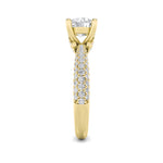 2Cttw Round Shaped Lab Grown Diamond (F/VS) Three Row Micro Pave Engagement Ring in 14K Gold