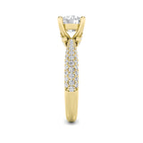 2Cttw Round Shaped Lab Grown Diamond (F/VS) Three Row Micro Pave Engagement Ring in 14K Gold
