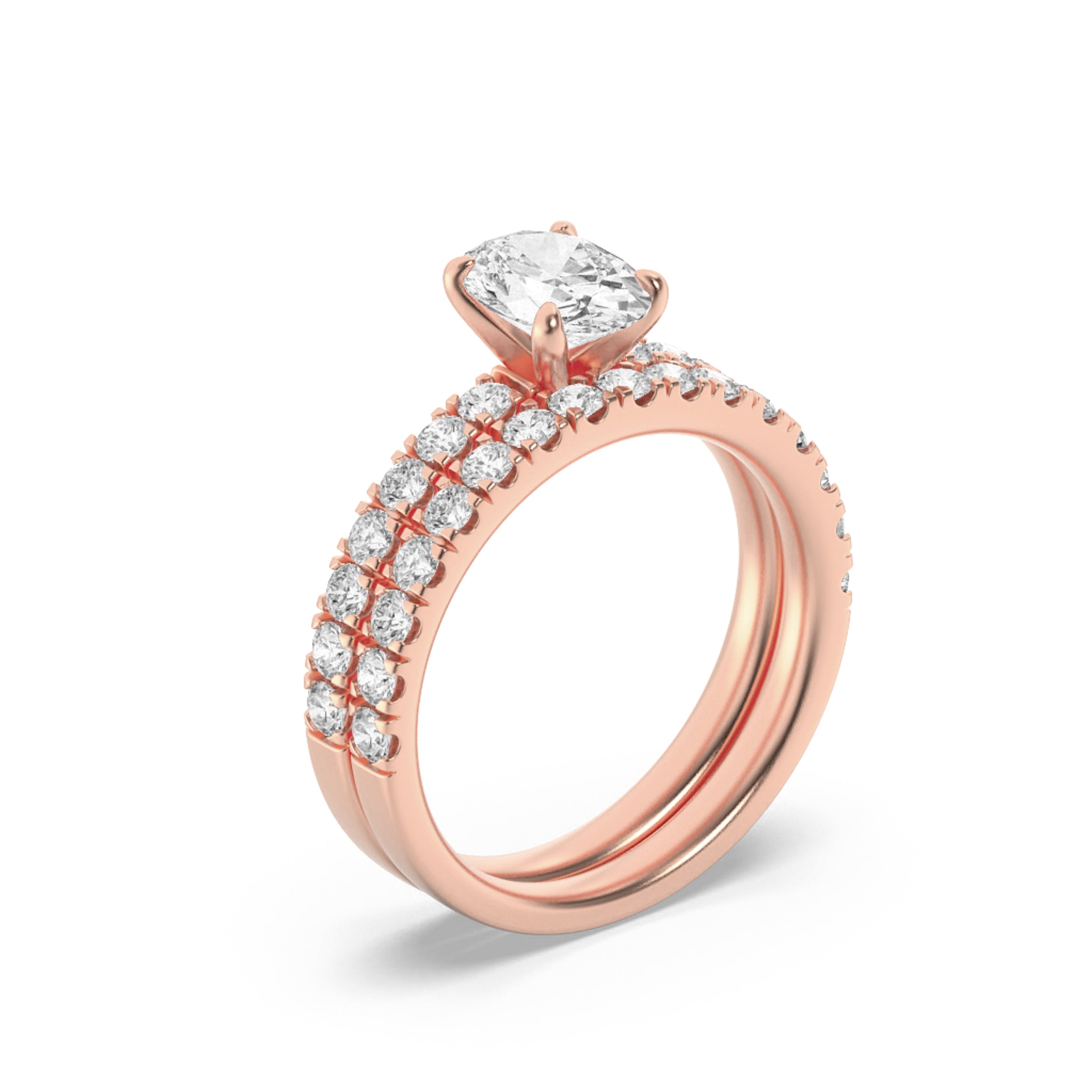 2Cttw Oval Shaped Lab Grown Diamond (F/VS) Classic Accented  Set With Band and Engagement Ring in 14K Gold