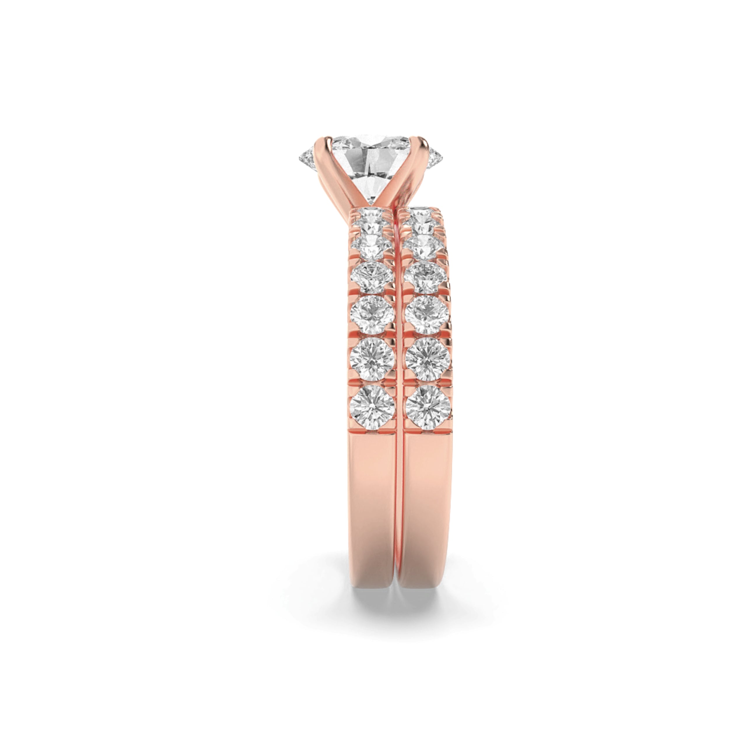2Cttw Oval Shaped Lab Grown Diamond (F/VS) Classic Accented  Set With Band and Engagement Ring in 14K Gold