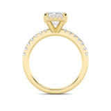 2Cttw Emerald Shaped Lab Grown Diamond (F/VS) Halo Accented Engagement Ring in 14K Gold