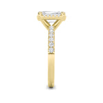 2Cttw Emerald Shaped Lab Grown Diamond (F/VS) Halo Accented Engagement Ring in 14K Gold