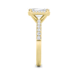 2Cttw Emerald Shaped Lab Grown Diamond (F/VS) Halo Accented Engagement Ring in 14K Gold