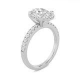 2Cttw Oval Shaped Lab Grown Diamond (F/VS) Halo Accented Engagement Ring in 14K Gold