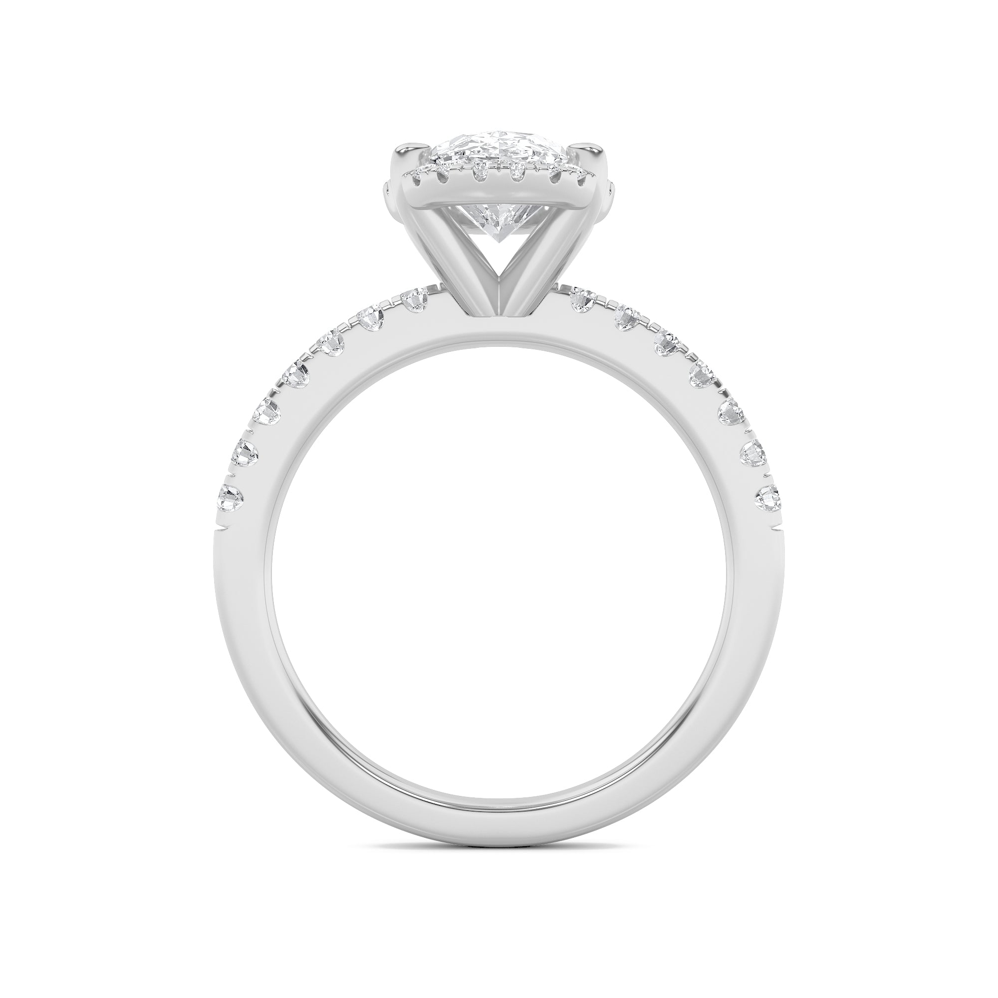 2Cttw Oval Shaped Lab Grown Diamond (F/VS) Halo Accented Engagement Ring in 14K Gold