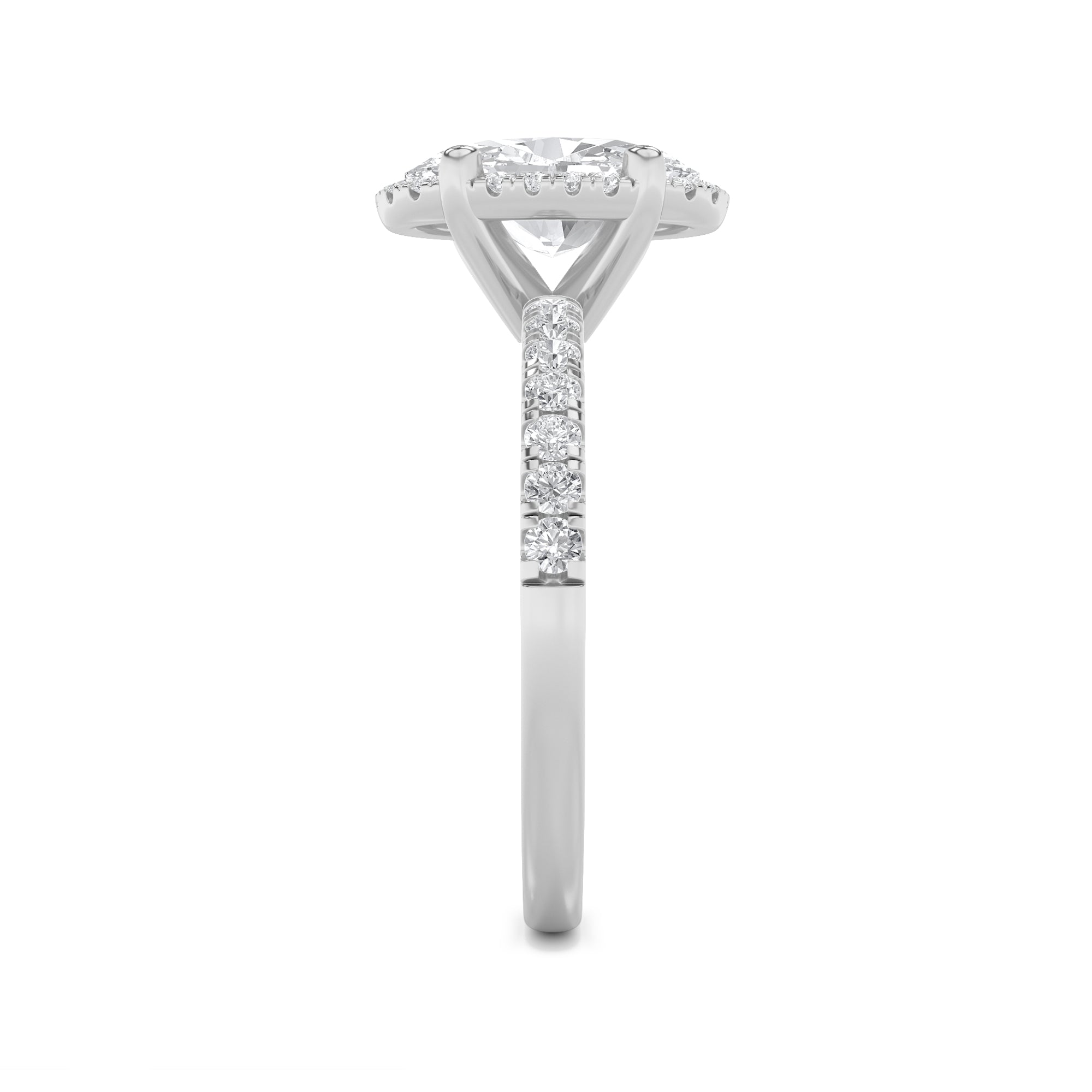 2Cttw Oval Shaped Lab Grown Diamond (F/VS) Halo Accented Engagement Ring in 14K Gold