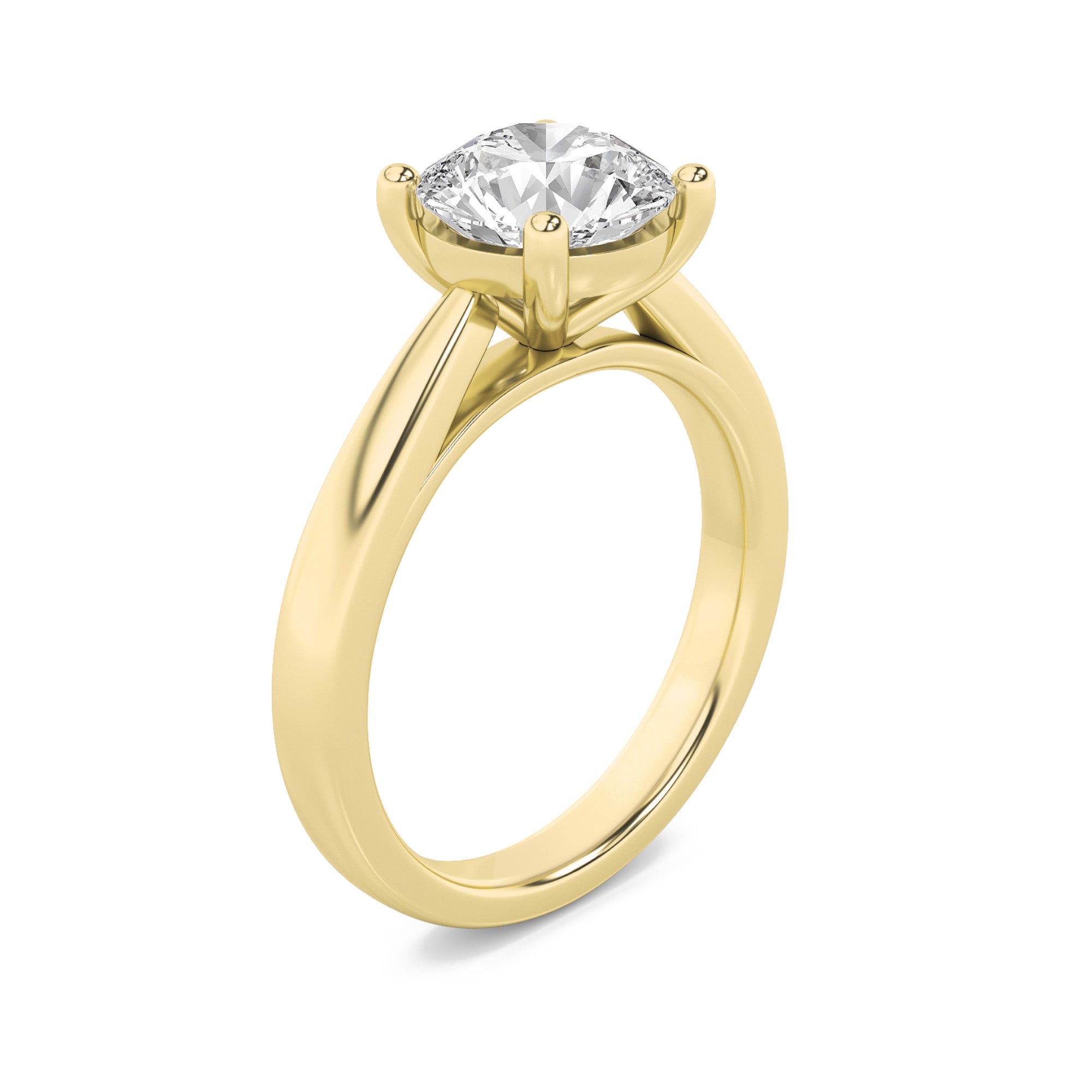 1.5Cttw Round Shaped Lab Grown Diamond (F/VS) Classic Shank Solitaire Engagement Ring in 14K Gold