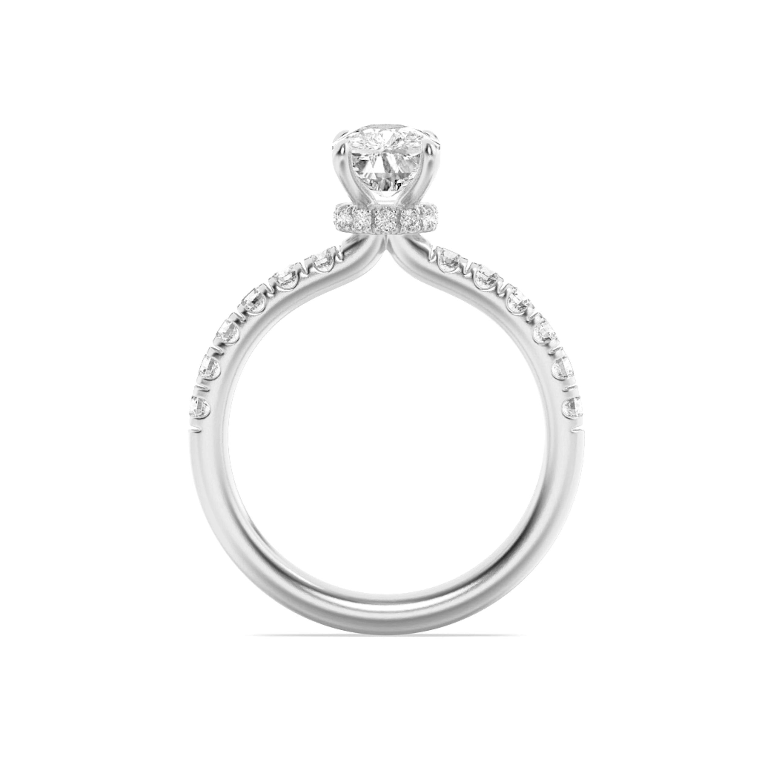 2Cttw Elongated Cushion Shaped Lab Grown Diamond (F/VS) Hidden Halo Accented Ring in 14K Gold