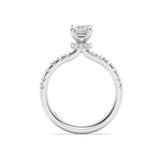 2Cttw Emerald Shaped Lab Grown Diamond (F/VS) Hidden Halo Accented Ring in 14K Gold