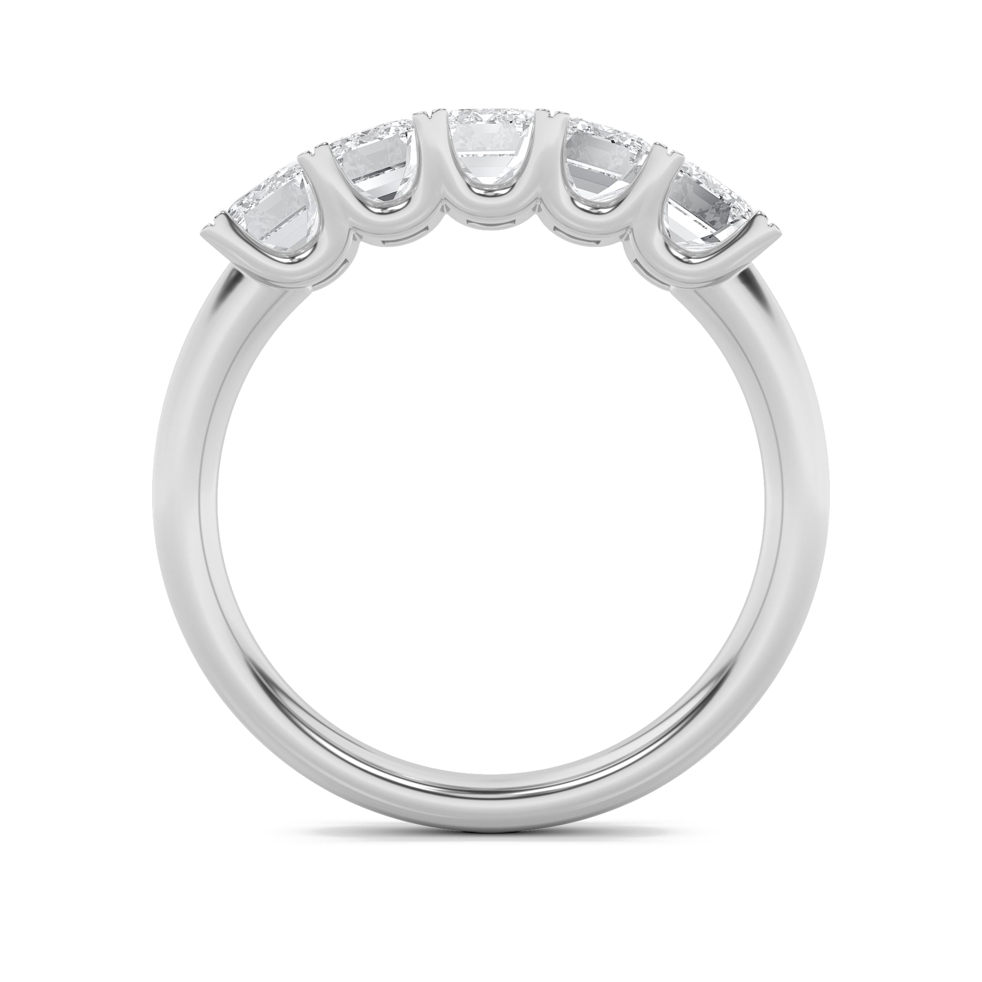 2Cttw Emerald Shaped Lab Grown Diamond (F/VS) Five Stone Band Ring in 14K Gold