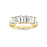 2Cttw Emerald Shaped Lab Grown Diamond (F/VS) Five Stone Band Ring in 14K Gold