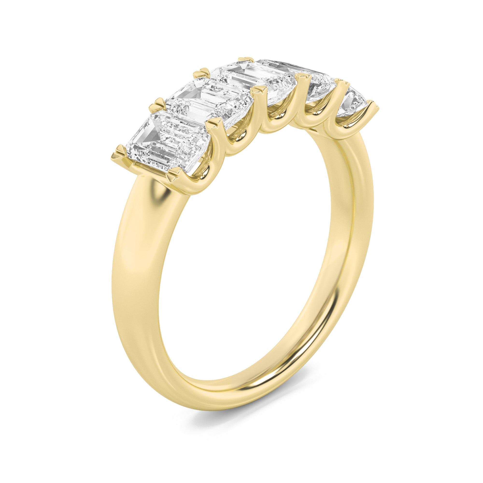 2Cttw Emerald Shaped Lab Grown Diamond (F/VS) Five Stone Band Ring in 14K Gold