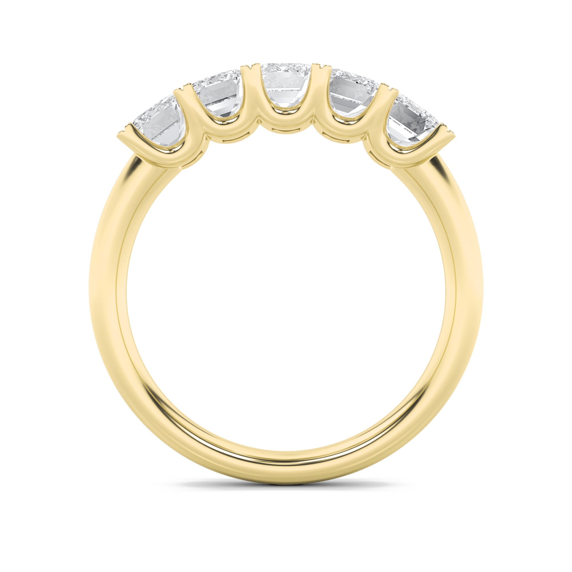 2Cttw Emerald Shaped Lab Grown Diamond (F/VS) Five Stone Band Ring in 14K Gold