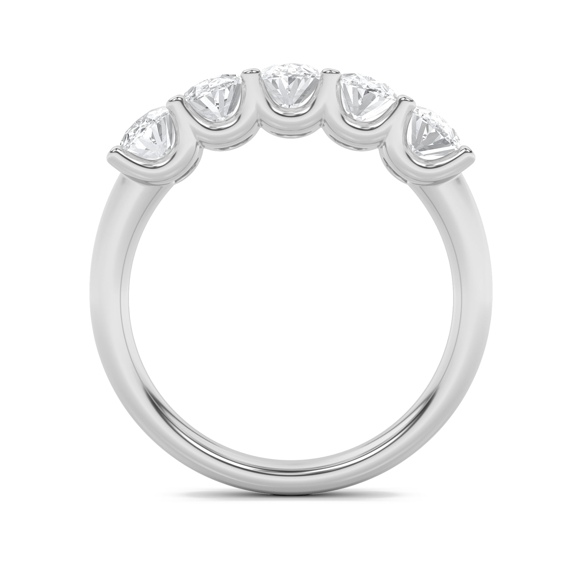 2Cttw Oval Shaped Lab Grown Diamond (F/VS) Five Stone Band Ring in 14K Gold