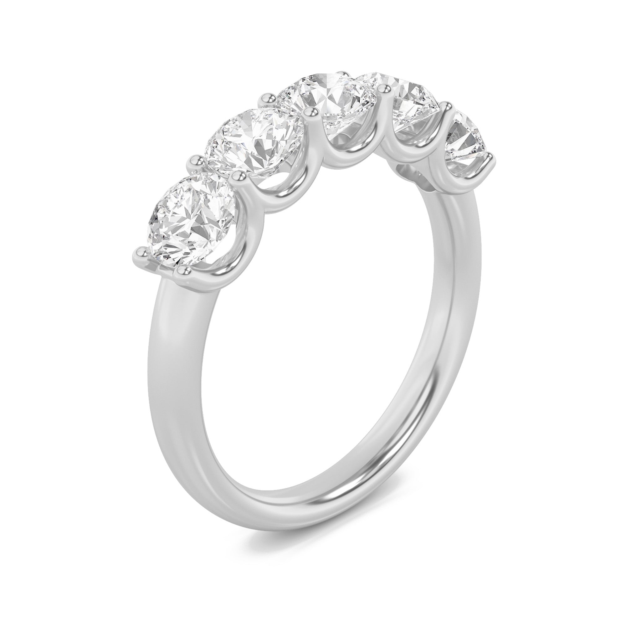 2Cttw Round Shaped Lab Grown Diamond (F/VS) Five Stone Band Ring in 14K Gold