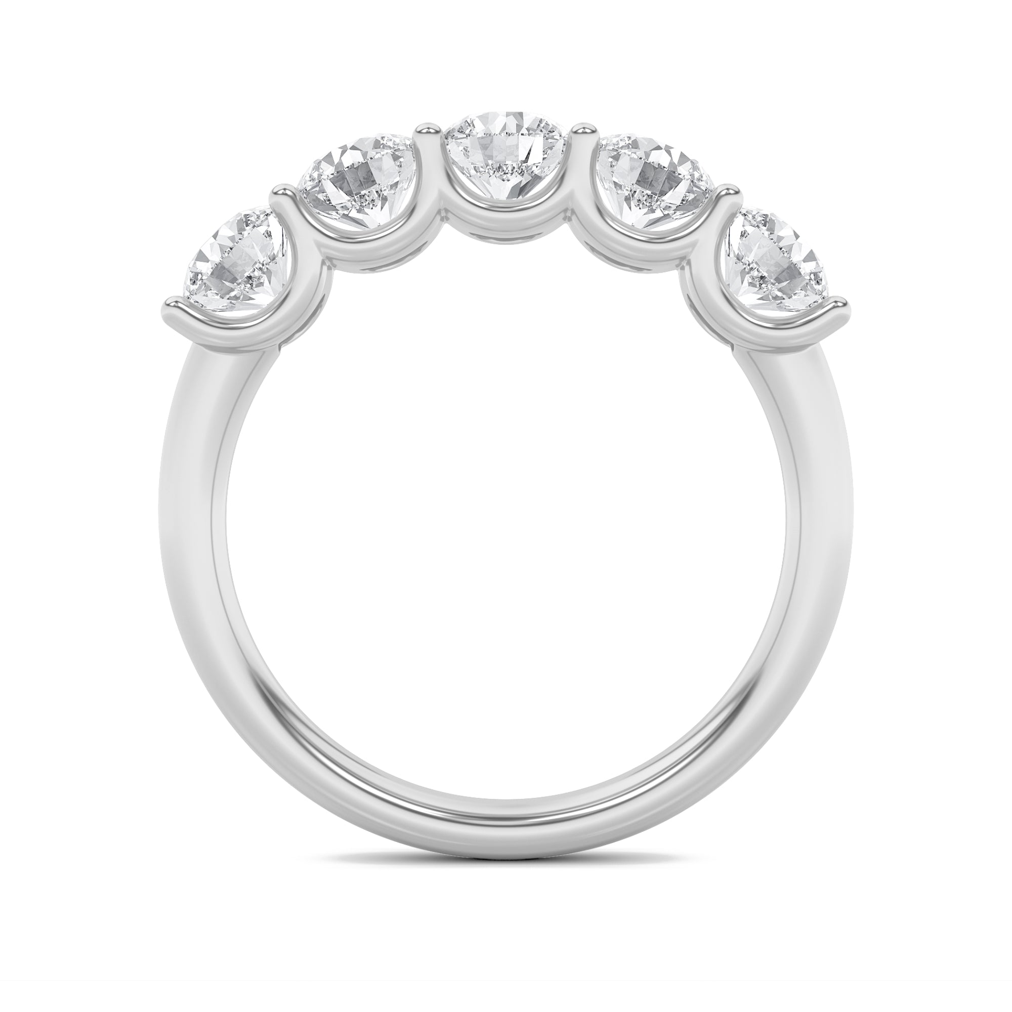 2Cttw Round Shaped Lab Grown Diamond (F/VS) Five Stone Band Ring in 14K Gold