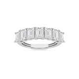 3Cttw Emerald Shaped Lab Grown Diamond (F/VS) Seven Stone Band Ring in 14K Gold