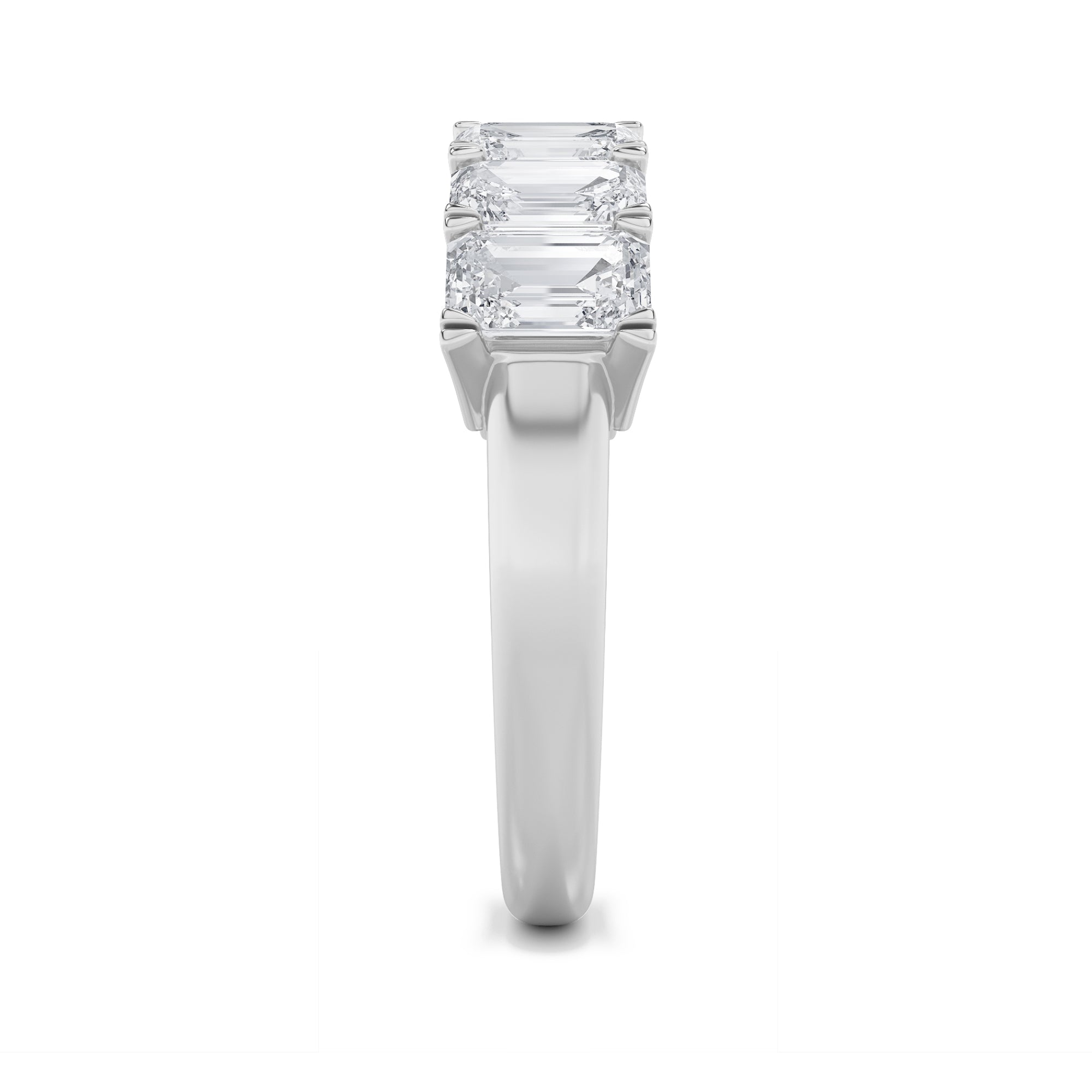 3Cttw Emerald Shaped Lab Grown Diamond (F/VS) Seven Stone Band Ring in 14K Gold