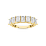 3Cttw Emerald Shaped Lab Grown Diamond (F/VS) Seven Stone Band Ring in 14K Gold