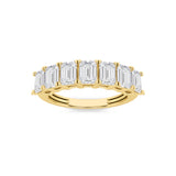 3Cttw Emerald Shaped Lab Grown Diamond (F/VS) Seven Stone Band Ring in 14K Gold