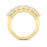 3Cttw Emerald Shaped Lab Grown Diamond (F/VS) Seven Stone Band Ring in 14K Gold