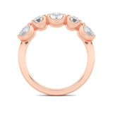 2Cttw Oval Shaped Lab Grown Diamond (F/VS) Five Stone Band Ring in 14K Gold