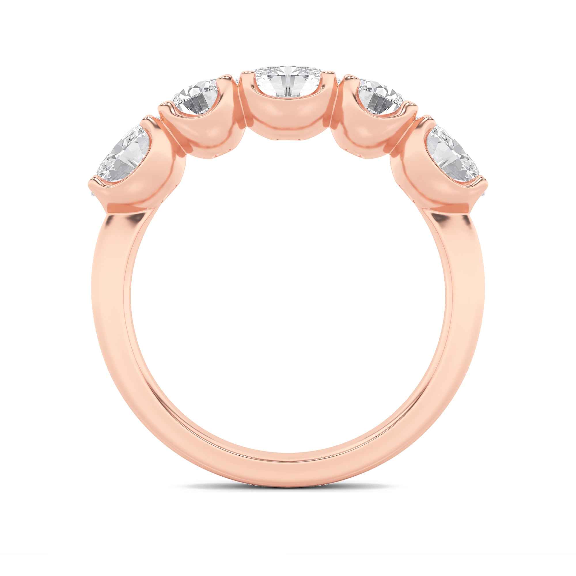 2Cttw Oval Shaped Lab Grown Diamond (F/VS) Five Stone Band Ring in 14K Gold