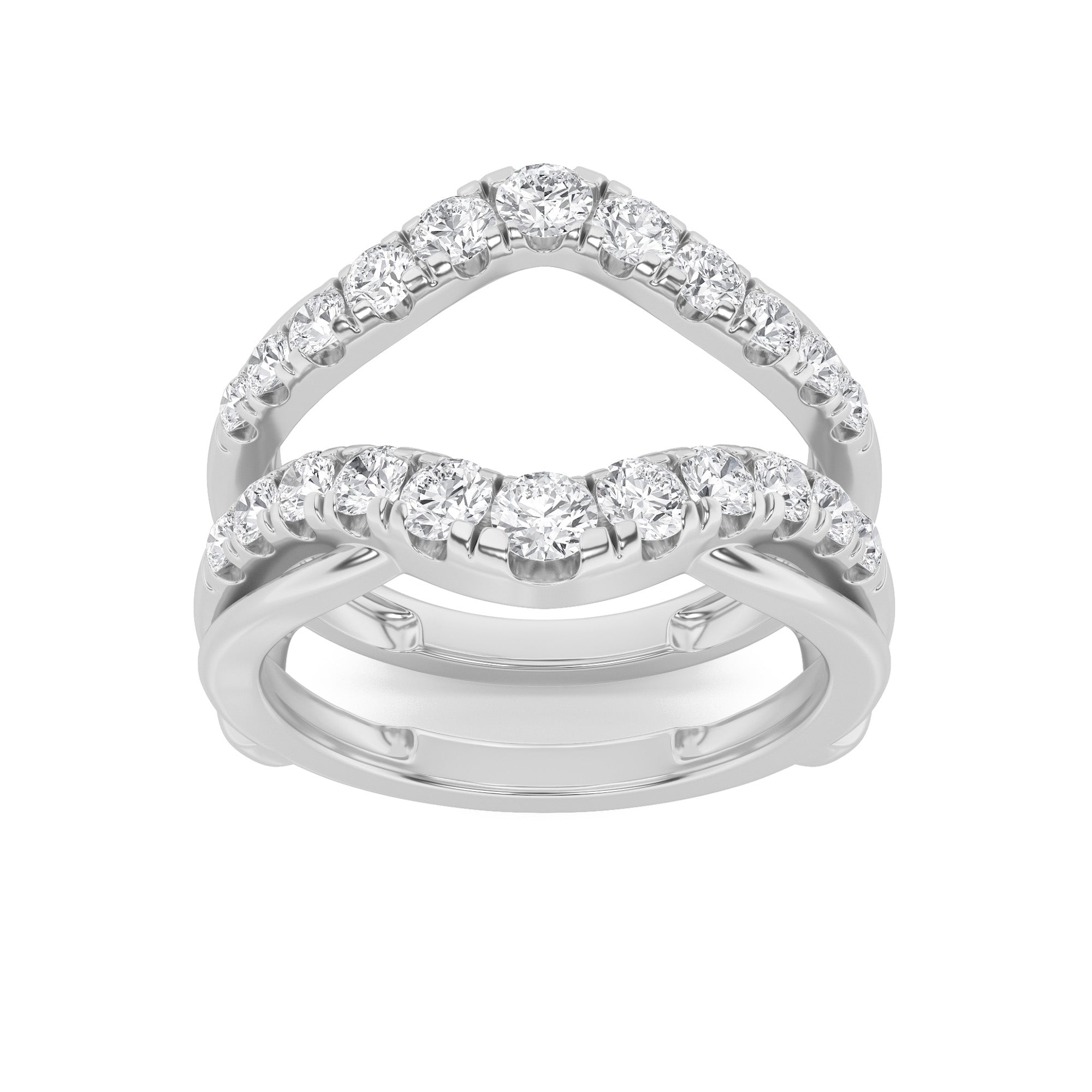 3Cttw Round Shaped Lab Grown Diamond (F/VS) Insert Jacket Ring in 14K Gold