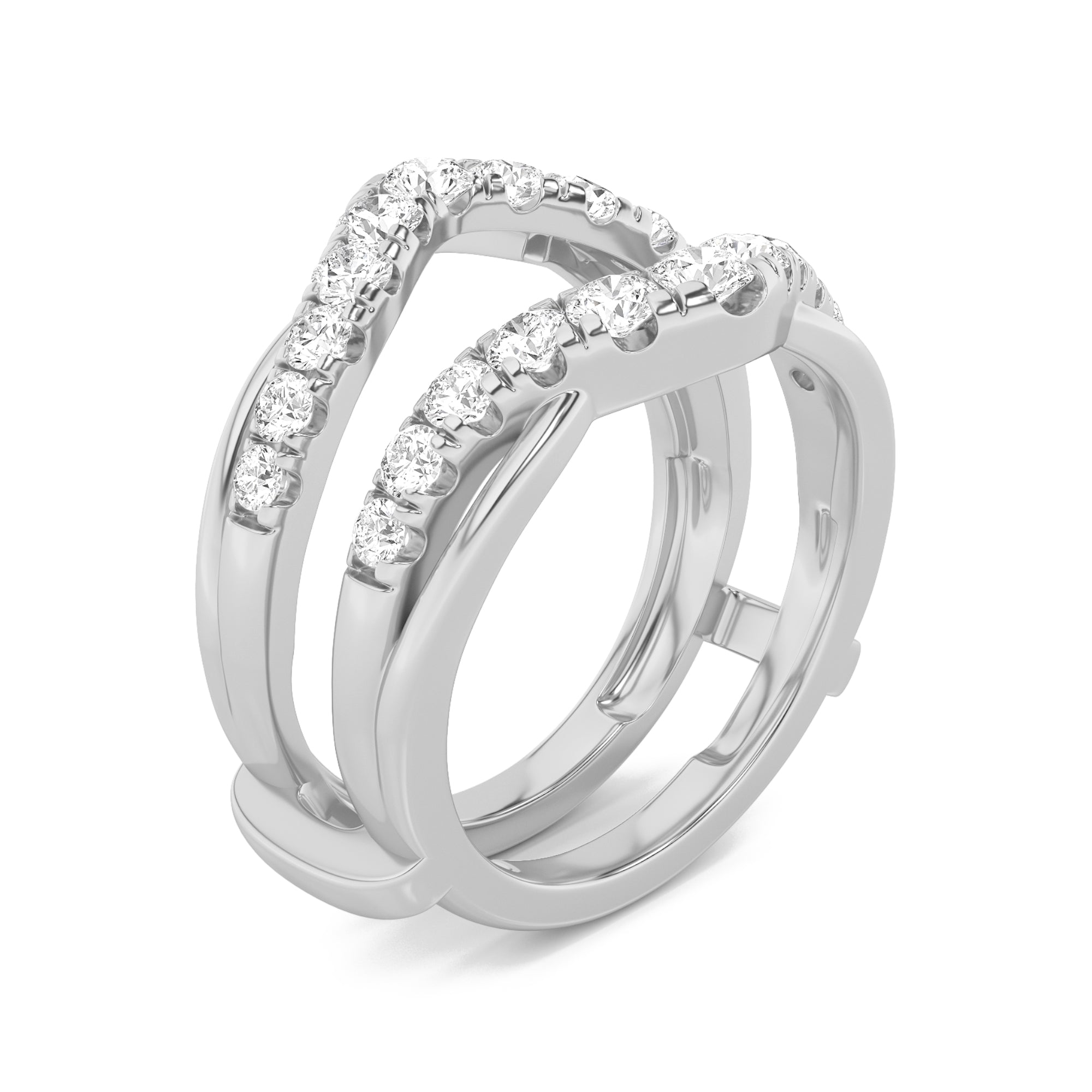 3Cttw Round Shaped Lab Grown Diamond (F/VS) Insert Jacket Ring in 14K Gold