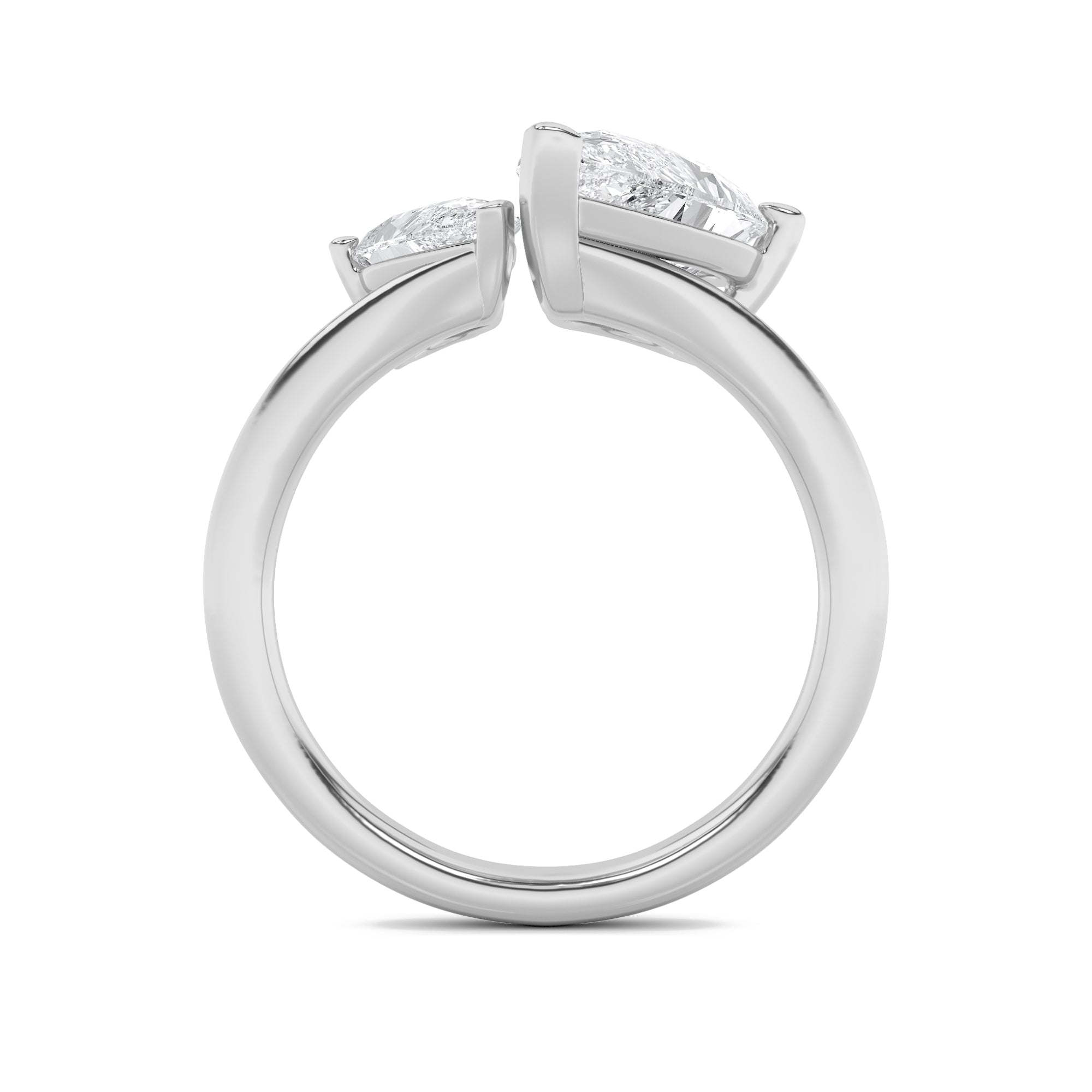3Cttw Pear Shaped Lab Grown Diamond (F/VS) Toi et Moi Engagement Ring in 14K Gold