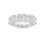 3Cttw Emerald Shaped Lab Grown Diamond (F/VS) Seven Stone Band Ring in 14K Gold