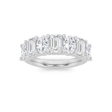 3Cttw Emerald Shaped Lab Grown Diamond (F/VS) Seven Stone Band Ring in 14K Gold