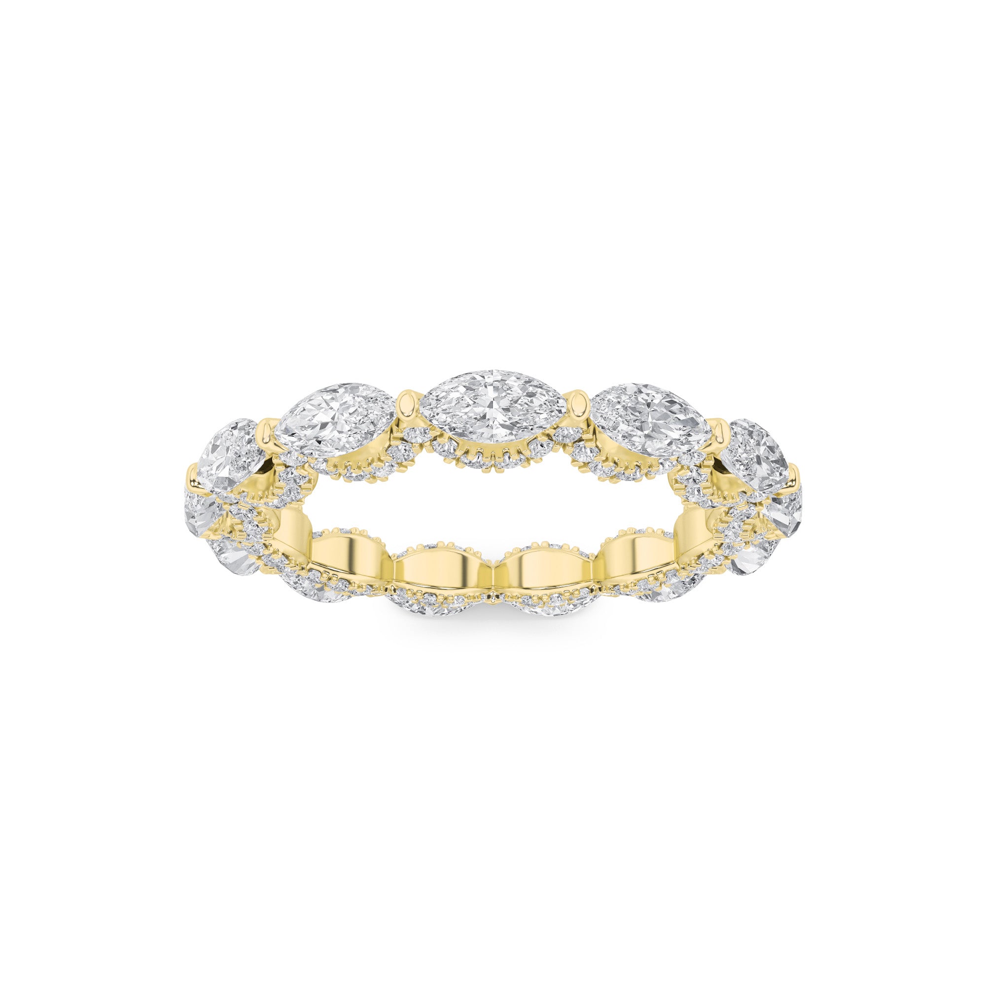 2.5Cttw Marquise Shaped Lab Grown Diamond (F/VS) Eternity Band Ring in 14K Gold